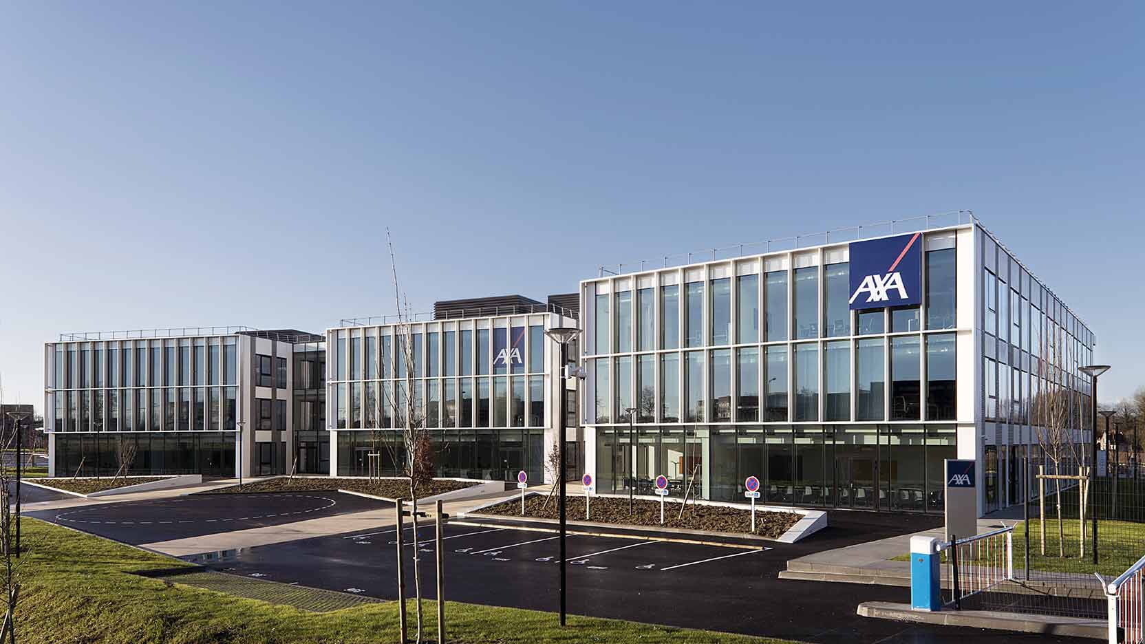 Le Groupe GA a réalisé un immobilier de bureau : Sunny siège régional d'AXA de 8 000 m² à Isneauville, à proximité de Rouen.