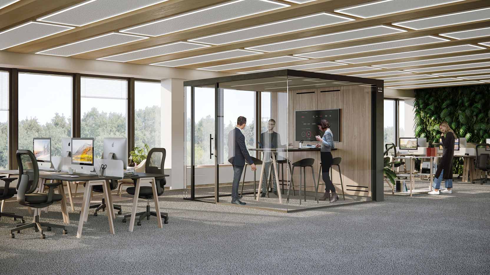 Découvrez les solutions de confort de GA pour les bâtiments de bureaux : la clé connectée Smart Key, l'éclairage intelligent Smart Lighting et la salle de réunion modulable Smart Meting Box.